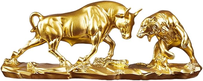 gold bear and bull statue for traders