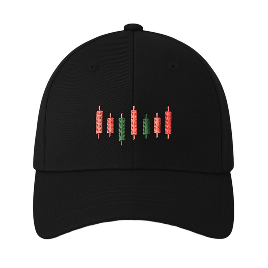 Black trading cap with embroidered candlesticks – Chart Head™