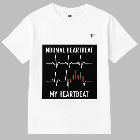 Heartbeat trader t-shirt with candlestick chart